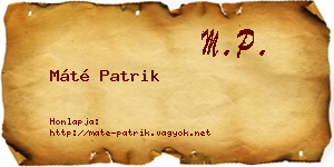 Máté Patrik névjegykártya